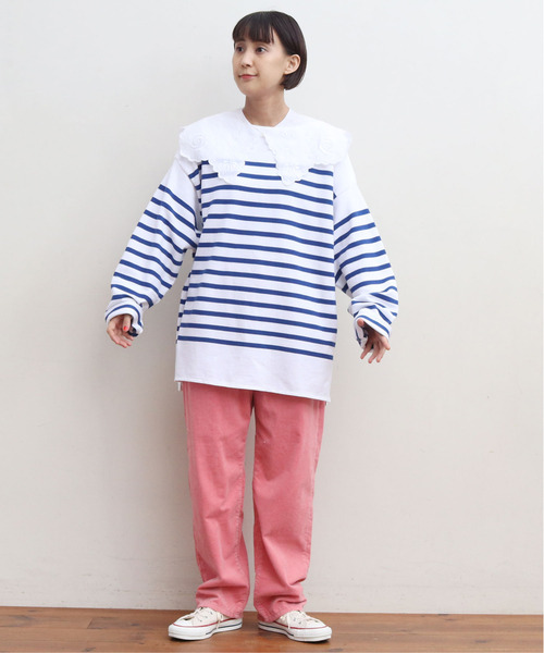 My Fav. CHILD WOMAN(マイファブチャイルドウーマン)の「11W双糸コールゆるスリムパンツ(その他パンツ・レディース・グリーン/ピンク/サックスブルー/ホワイト・38/36)」の7枚目の写真