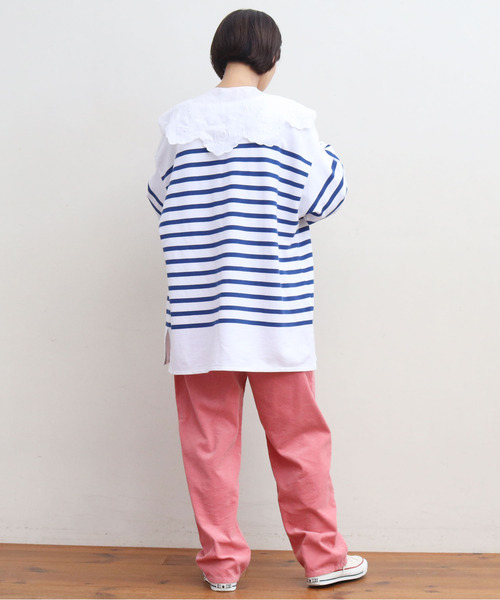 My Fav. CHILD WOMAN(マイファブチャイルドウーマン)の「11W双糸コールゆるスリムパンツ(その他パンツ・レディース・グリーン/ピンク/サックスブルー/ホワイト・38/36)」の8枚目の写真