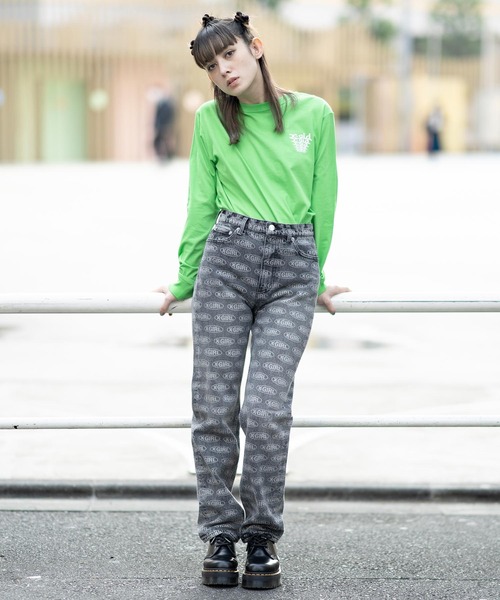 X-girl（エックスガール）の「OVAL LOGO DENIM PANTS（デニムパンツ・レディース・ブラック/ライトインディゴブルー・S/M/XS）」の7枚目の写真