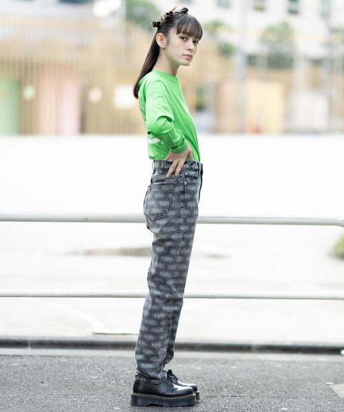 X-girl（エックスガール）の「OVAL LOGO DENIM PANTS（デニムパンツ・レディース・ブラック/ライトインディゴブルー・S/M/XS）」の8枚目の写真