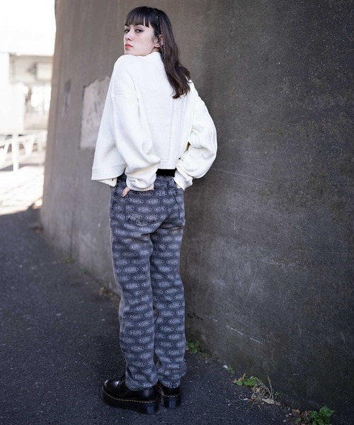 X-girl（エックスガール）の「OVAL LOGO DENIM PANTS（デニムパンツ・レディース・ブラック/ライトインディゴブルー・S/M/XS）」の6枚目の写真