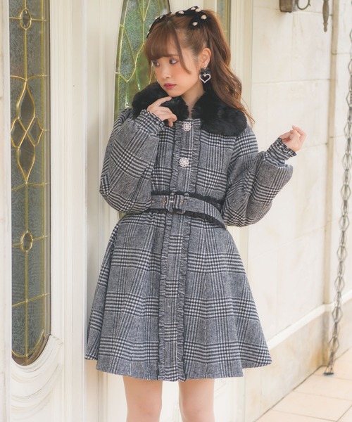 セール】ビジュ釦衿ファーコート（その他アウター）｜ROJITA（ロジータ