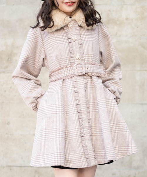 セール】ビジュ釦衿ファーコート（その他アウター）｜ROJITA（ロジータ