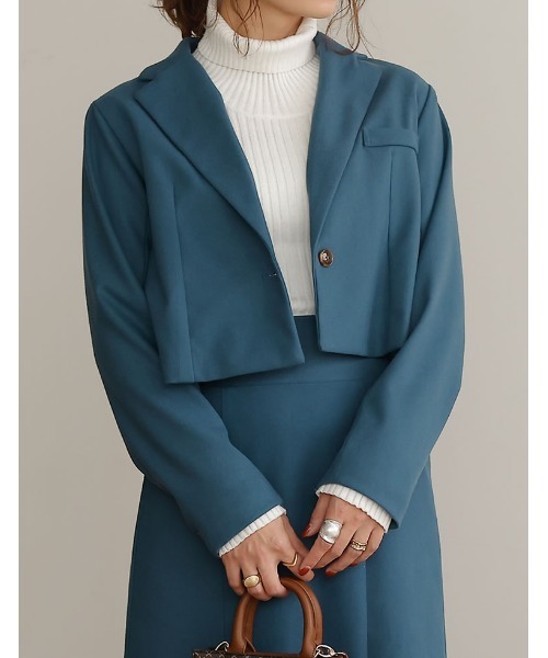 Re:EDIT(リエディ)の「ツイルショートテーラードジャケット(テーラードジャケット・レディース・ブルー/キャメル/ブラック/ブラウン・LARGE/MEDIUM)」の4枚目の写真