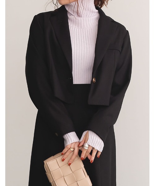 Re:EDIT(リエディ)の「ツイルショートテーラードジャケット(テーラードジャケット・レディース・ブルー/キャメル/ブラック/ブラウン・LARGE/MEDIUM)」の2枚目の写真