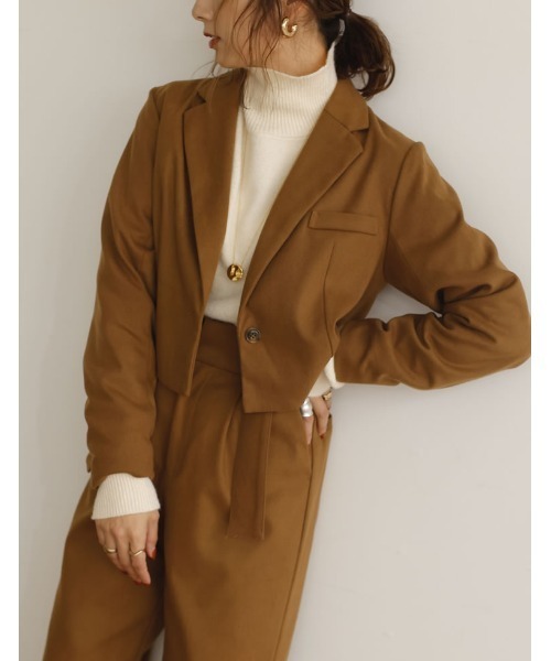 Re:EDIT(リエディ)の「ツイルショートテーラードジャケット(テーラードジャケット・レディース・ブルー/キャメル/ブラック/ブラウン・LARGE/MEDIUM)」の9枚目の写真