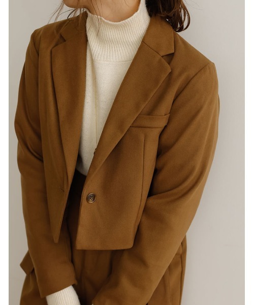 Re:EDIT(リエディ)の「ツイルショートテーラードジャケット(テーラードジャケット・レディース・ブルー/キャメル/ブラック/ブラウン・LARGE/MEDIUM)」の10枚目の写真