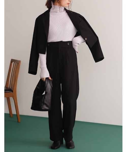 Re:EDIT(リエディ)の「ツイルショートテーラードジャケット(テーラードジャケット・レディース・ブルー/キャメル/ブラック/ブラウン・LARGE/MEDIUM)」の8枚目の写真