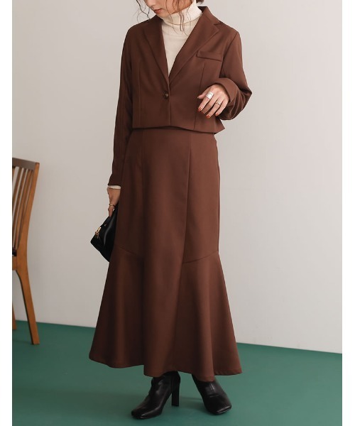 Re:EDIT(リエディ)の「ツイルショートテーラードジャケット(テーラードジャケット・レディース・ブルー/キャメル/ブラック/ブラウン・LARGE/MEDIUM)」の18枚目の写真