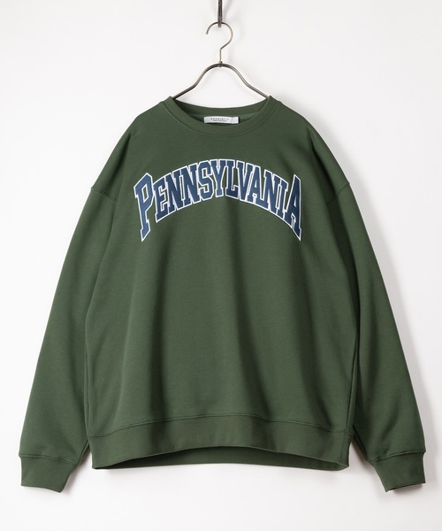 SlashDate(スラッシュデイト)の「カレッジロゴアップリケ刺繍スウェット/ビッグシルエット/裏起毛(スウェット・メンズ・アッシュグレー/ブラック/グリーン/ブルーグレー・M/L/XL)」の12枚目の写真