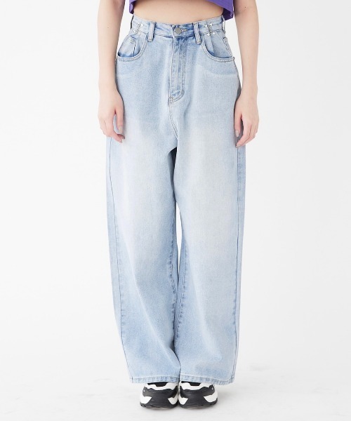 17HR(セブンティーンアワーズ)の「ルーズストレートデニム(デニムパンツ・レディース・ブルー/ブラック/ブラック系その他/ブルー系その他・FREE)」の4枚目の写真