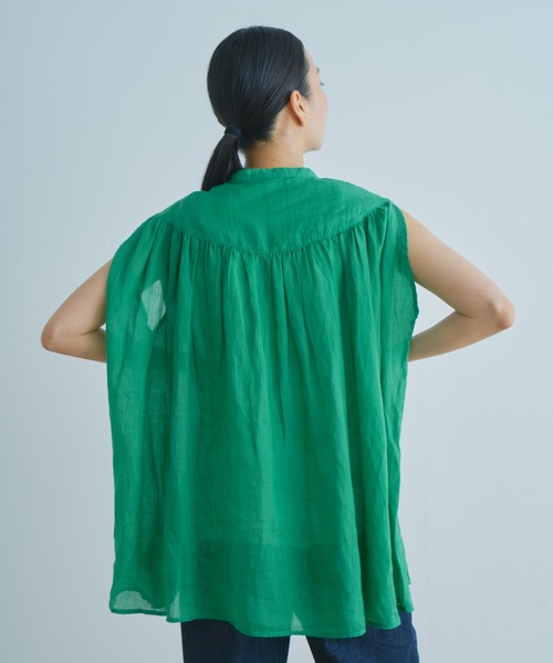 WHYTO.（ホワイト）の「「WHYTO. / ホワイト」ラミーギャザーチュニックブラウス"Ramie Gather Tunic Blouse"（シャツ/ブラウス・レディース・グリーン/イエロー/グレー/ブラック・38/36）」の5枚目の写真