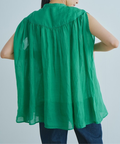 WHYTO.（ホワイト）の「「WHYTO. / ホワイト」ラミーギャザーチュニックブラウス"Ramie Gather Tunic Blouse"（シャツ/ブラウス・レディース・グリーン/イエロー/グレー/ブラック・38/36）」の9枚目の写真