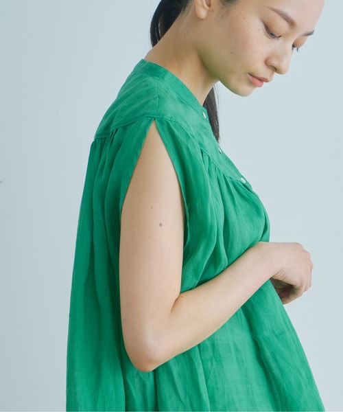 WHYTO.（ホワイト）の「「WHYTO. / ホワイト」ラミーギャザーチュニックブラウス"Ramie Gather Tunic Blouse"（シャツ/ブラウス・レディース・グリーン/イエロー/グレー/ブラック・38/36）」の11枚目の写真