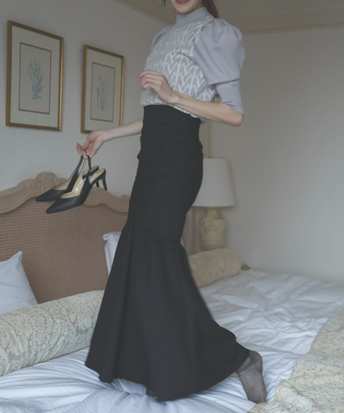 VIOLETTA（ヴィオレッタ）の「ハイウエストマーメイドスカート（スカート・レディース・ライトグリーン/ブラウン/ブラック・SMALL/MEDIUM）」の5枚目の写真