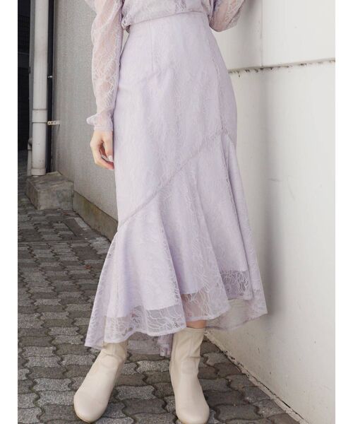 MERCURYDUO(マーキュリーデュオ)の「アシメデザインイレヘムマーメイドスカート(スカート・レディース・ネイビー/ブラウン/オフホワイト/ブルー/ラベンダー・SMALL/MEDIUM)」の5枚目の写真