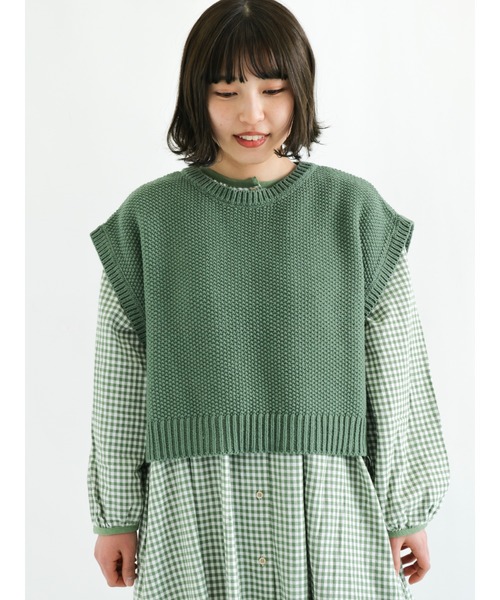 Samansa Mos2（サマンサ モスモス）の「カノコニットベスト（ベスト・レディース・グリーン/グレー/ベージュ/ブラック・ﾌﾘ-）」の4枚目の写真