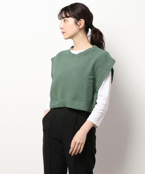 Samansa Mos2（サマンサ モスモス）の「カノコニットベスト（ベスト・レディース・グリーン/グレー/ベージュ/ブラック・ﾌﾘ-）」の7枚目の写真