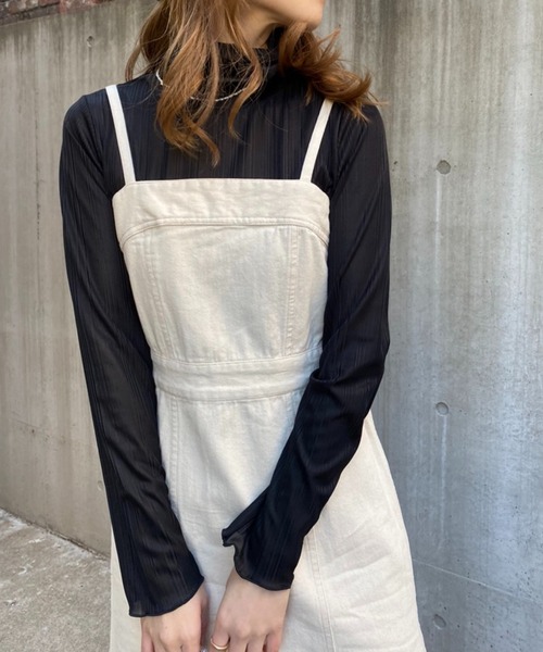 one after another NICE CLAUP（ワンアフターアナザーナイスクラップ）の「WEB限定　ステッチジャンパースカート（ジャンパースカート・レディース・アイボリー/ブラック/ブラウン・FREE）」の8枚目の写真