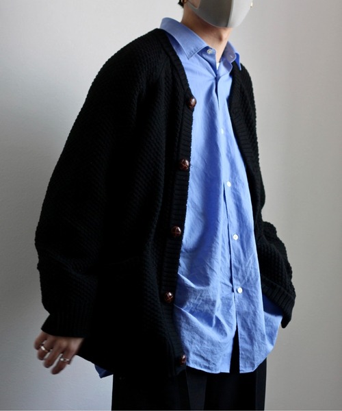 y/m by れぽすけ（イムバイレポスケ）の「ビックポケットルーズカーデ（カーディガン/ボレロ・メンズ・ブラック/イエロー/グリーン/アイボリー・MEDIUM/LARGE）」の3枚目の写真