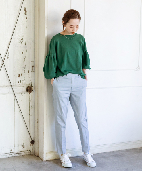 IENA（イエナ）の「シャンブレーサテンストレッチパンツ◆（その他パンツ・レディース・ブラック/パープル/ブルー系その他/ブルー/イエロー・34/40/38/36/32/T38）」の22枚目の写真