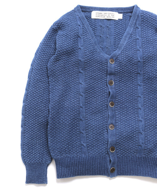 Denime（ドゥニーム）の「INDIGO KNIT CABLE CARDIGAN/インディゴニット　ケーブル編み　カーディガン（カーディガン/ボレロ・メンズ・ブラック/サックスブルー/ネイビー・MEDIUM/LARGE）」の6枚目の写真