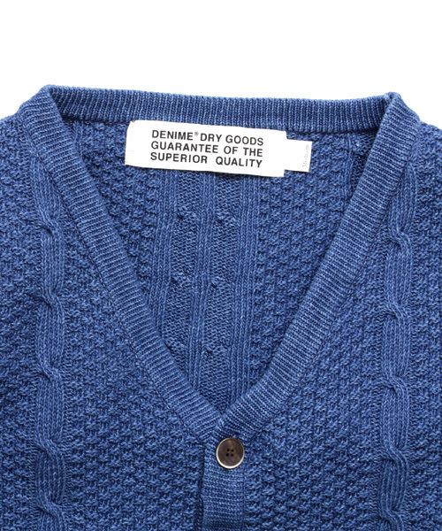 Denime（ドゥニーム）の「INDIGO KNIT CABLE CARDIGAN/インディゴニット　ケーブル編み　カーディガン（カーディガン/ボレロ・メンズ・ブラック/サックスブルー/ネイビー・MEDIUM/LARGE）」の7枚目の写真