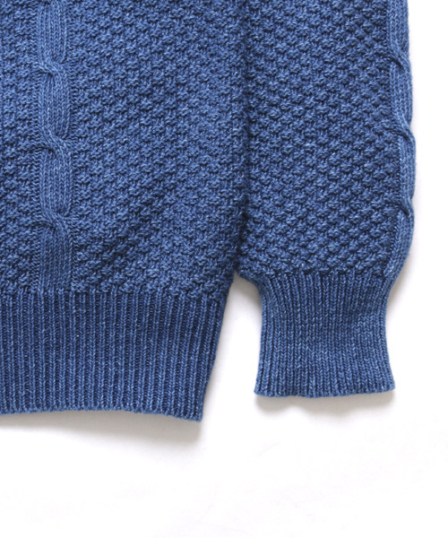 Denime（ドゥニーム）の「INDIGO KNIT CABLE CARDIGAN/インディゴニット　ケーブル編み　カーディガン（カーディガン/ボレロ・メンズ・ブラック/サックスブルー/ネイビー・MEDIUM/LARGE）」の8枚目の写真