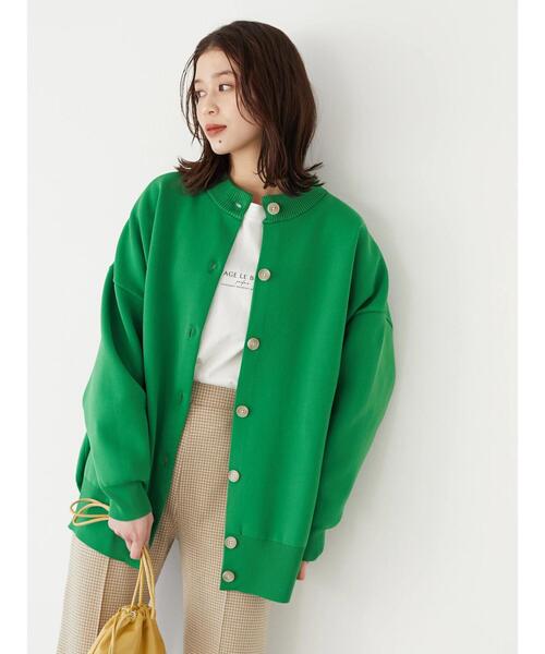 Green Parks(グリーンパークス)の「Bigサイズニットカーディガン*(カーディガン/ボレロ・レディース・サックスブルー/グリーン/ピンクベージュ・FREE)」の4枚目の写真