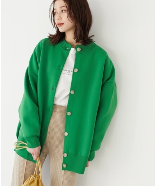 Green Parks(グリーンパークス)の「Bigサイズニットカーディガン*(カーディガン/ボレロ・レディース・サックスブルー/グリーン/ピンクベージュ・FREE)」の2枚目の写真