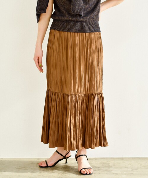 【美品】ワンダフルワールド くま ティアード スカート チャ色 美品】ワンダフルワールド くま ティアード スカート チャ色 WONDERFUL