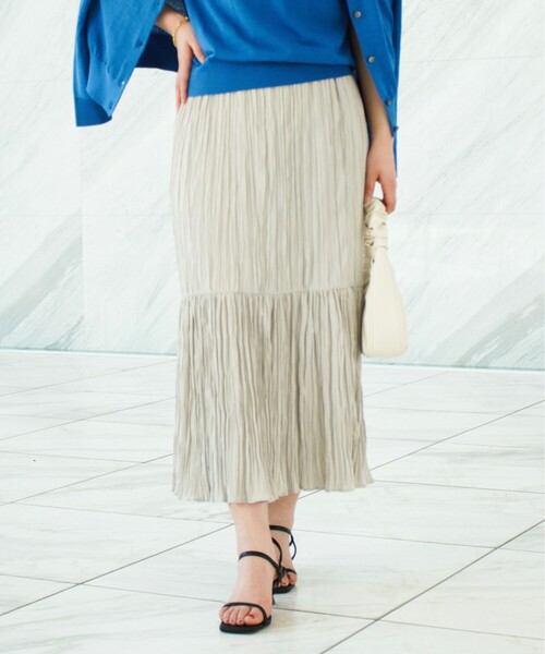 UNTITLED（アンタイトル）の「◆【STORYweb掲載】ワッシャー ティアードスカート（スカート・レディース・ダークブラウン/ブラック/ナチュラル/黄緑系・48/42/00/01/02/03/04/44）」の3枚目の写真