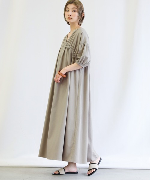 【新品】room306フレアボリュームデザインワンピース Mサイズ モカ room306 CONTEMPORARY / Volume Sleeveless Flare One-piece