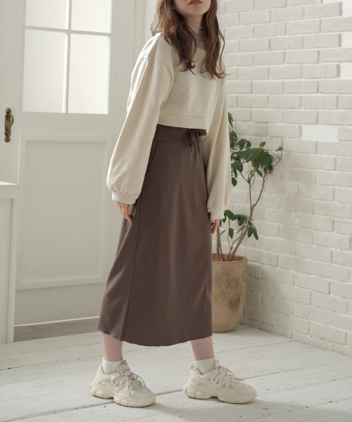 t a r o s u（タロス）の「flasher knit skirt/フラッシャーニットスカート（スカート・レディース・ベージュ/ブラウン/ピンク・フリー）」の2枚目の写真