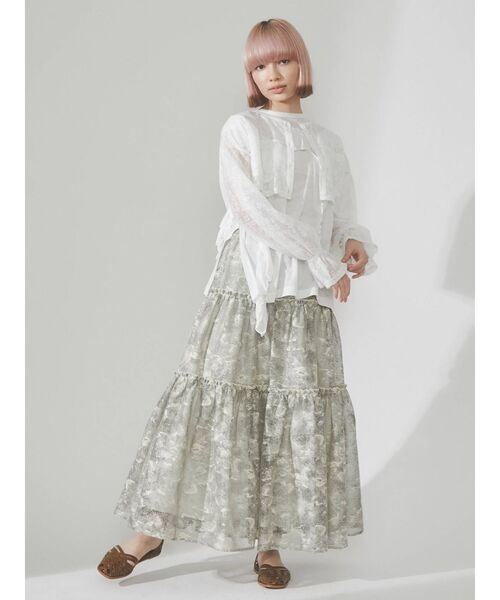 merry jenny（メリージェニー）の「fog lace sheer tiered skirt（スカート・レディース・ブラウン/ベージュ・FREE）」の8枚目の写真