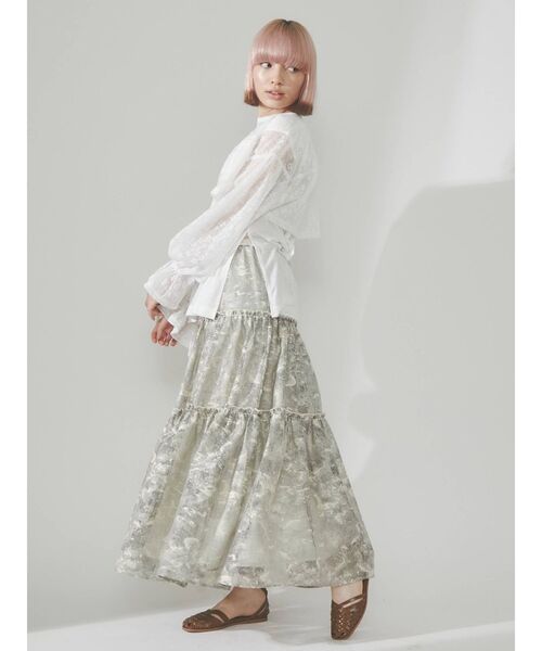 merry jenny（メリージェニー）の「fog lace sheer tiered skirt（スカート・レディース・ブラウン/ベージュ・FREE）」の4枚目の写真