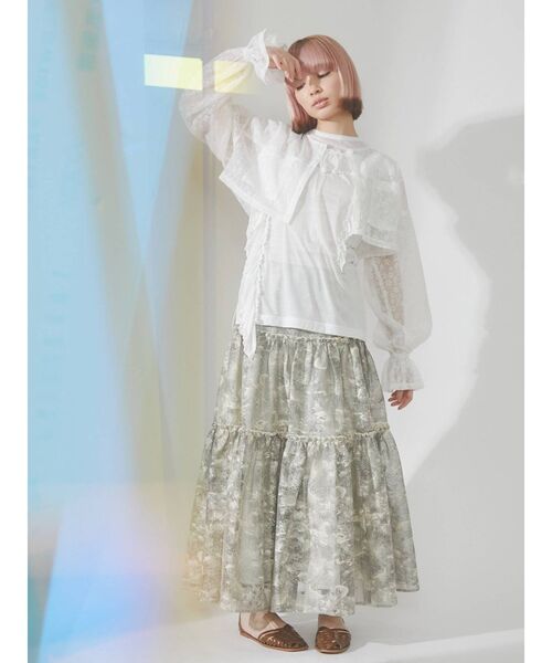 merry jenny（メリージェニー）の「fog lace sheer tiered skirt（スカート・レディース・ブラウン/ベージュ・FREE）」の20枚目の写真