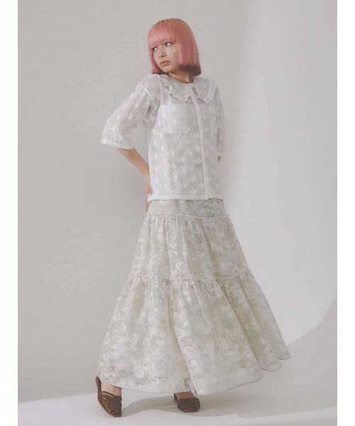 merry jenny（メリージェニー）の「fog lace sheer tiered skirt（スカート・レディース・ブラウン/ベージュ・FREE）」の22枚目の写真