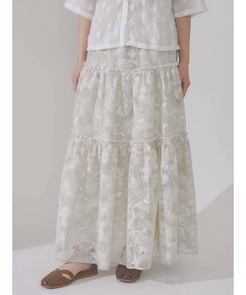 merry jenny（メリージェニー）の「fog lace sheer tiered skirt（スカート・レディース・ブラウン/ベージュ・FREE）」の7枚目の写真