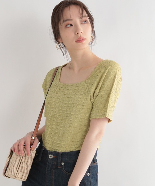 Andemiu（アンデミュウ）の「シャーリングスクエアプルオーバー275236（Tシャツ/カットソー・レディース・ホワイト/ブラック/グリーン・FREE）」の7枚目の写真