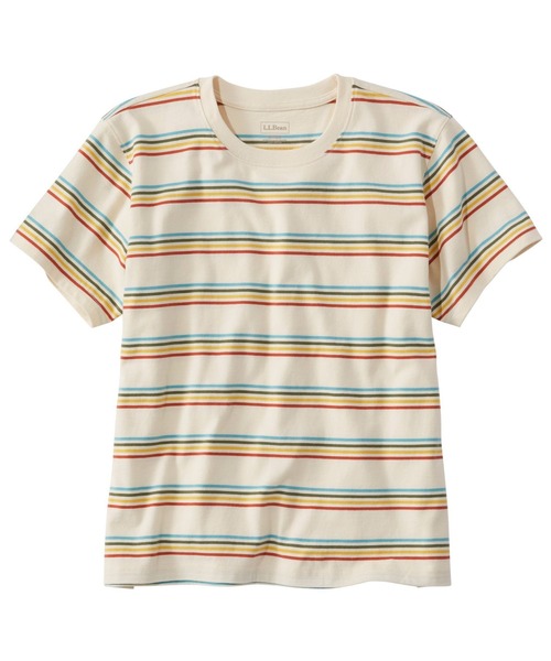 L.L.Bean(エルエルビーン)の「サタデーTシャツ、クルーネック ストライプ 半袖 米国フィット・レギュラー(Tシャツ/カットソー・レディース・マルチ/ブルーグリーン/ネイビー×ホワイト/ベージュ系その他・SMALL/MEDIUM/LARGE/X-SMALL)」の4枚目の写真