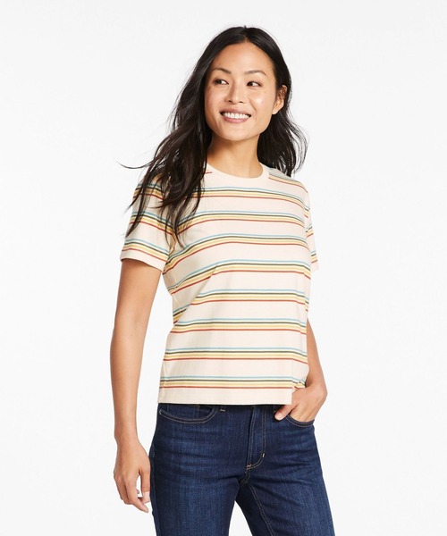 L.L.Bean(エルエルビーン)の「サタデーTシャツ、クルーネック ストライプ 半袖 米国フィット・レギュラー(Tシャツ/カットソー・レディース・マルチ/ブルーグリーン/ネイビー×ホワイト/ベージュ系その他・SMALL/MEDIUM/LARGE/X-SMALL)」の19枚目の写真