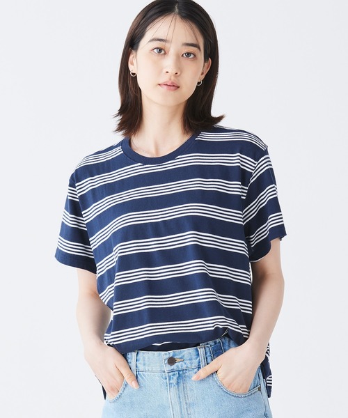 サタデーTシャツ、クルーネック ストライプ 半袖 米国フィット