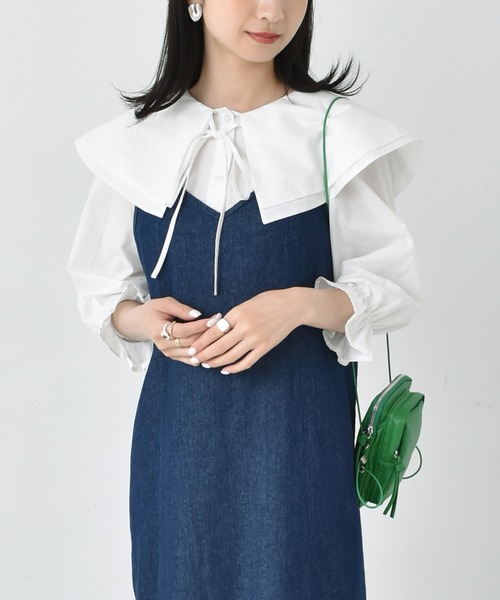 RETRO GIRL(レトロガール)の「ダブルカラーBL(シャツ/ブラウス・レディース・ブラック/オフホワイト/ブルー・FREE)」の1枚目の写真