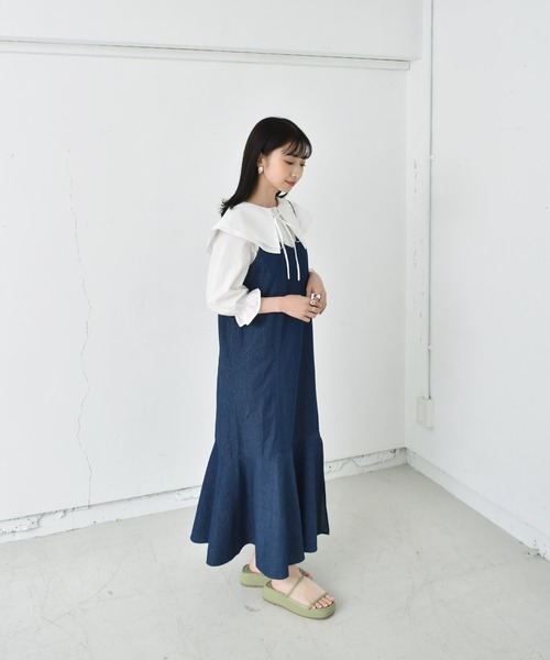 RETRO GIRL(レトロガール)の「ダブルカラーBL(シャツ/ブラウス・レディース・ブラック/オフホワイト/ブルー・FREE)」の6枚目の写真