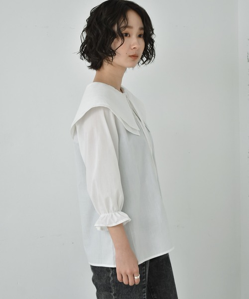 RETRO GIRL(レトロガール)の「ダブルカラーBL(シャツ/ブラウス・レディース・ブラック/オフホワイト/ブルー・FREE)」の11枚目の写真