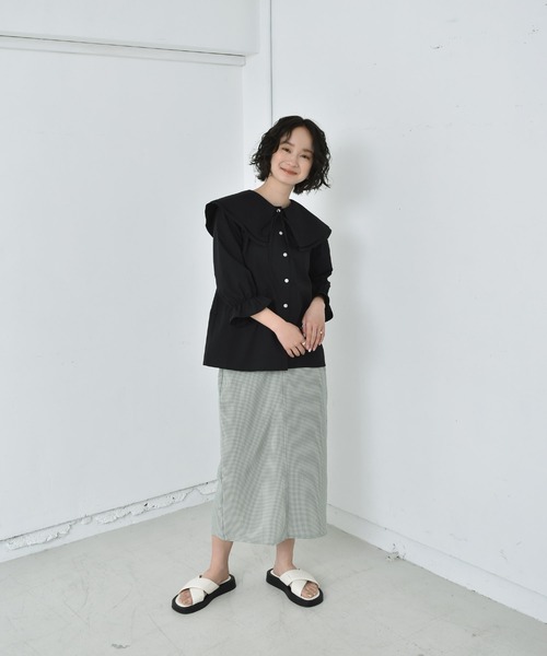 RETRO GIRL(レトロガール)の「ダブルカラーBL(シャツ/ブラウス・レディース・ブラック/オフホワイト/ブルー・FREE)」の13枚目の写真