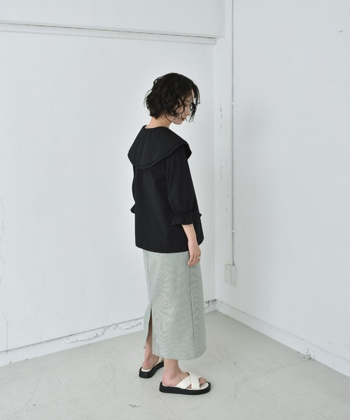 RETRO GIRL(レトロガール)の「ダブルカラーBL(シャツ/ブラウス・レディース・ブラック/オフホワイト/ブルー・FREE)」の14枚目の写真