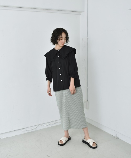 RETRO GIRL(レトロガール)の「ダブルカラーBL(シャツ/ブラウス・レディース・ブラック/オフホワイト/ブルー・FREE)」の15枚目の写真