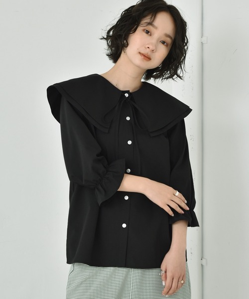 RETRO GIRL(レトロガール)の「ダブルカラーBL(シャツ/ブラウス・レディース・ブラック/オフホワイト/ブルー・FREE)」の17枚目の写真